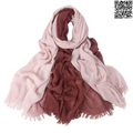 Soft Lightweight Rayon Cotton Burgundy & Blush Pink Gradient Long Scarf