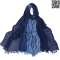 Soft Lightweight Rayon Cotton Deep Navy Blue & Denim Blue Gradient Long Scarf