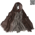 Soft Lightweight Rayon Cotton Coffee & Ash Gray Gradient Long Scarf