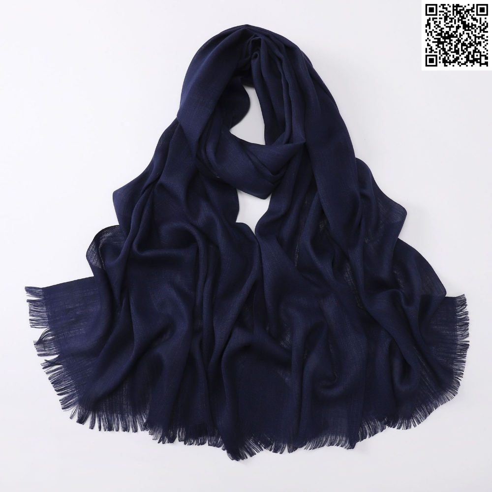 Stylish Soft Navy Blue Bamboo Cotton Hijab / Orna