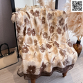 Imported Autumn Bloom Flower Lightweight Cream Chocolate Brown Scarf