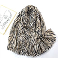 Stunning Off White High Quality Imported Zebra Printed Long Party Hijab / Orna Adorned With Elegant Golden Detailing