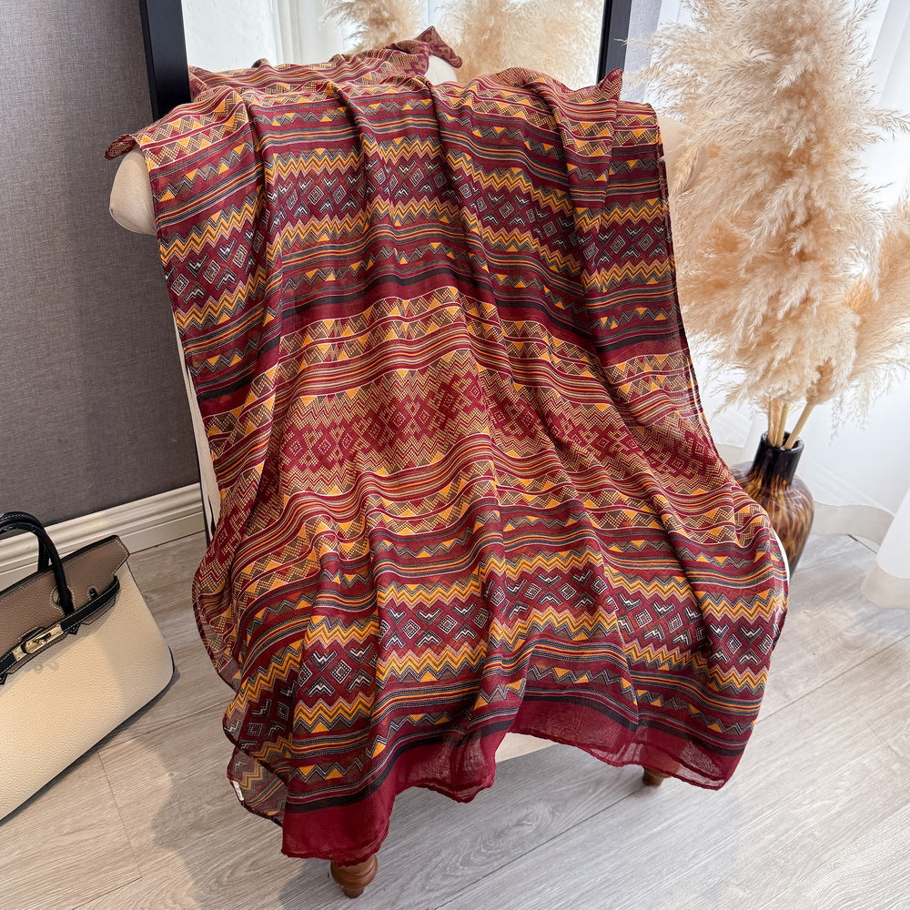 Beautiful Rust Red Classic Ethnic Style Imported Super Soft Summer Friendly Long Hijab / Orna