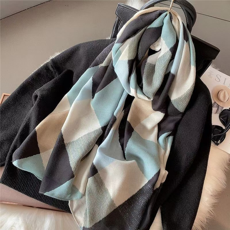 Stunning mint black soft long viscose  hijab / orna