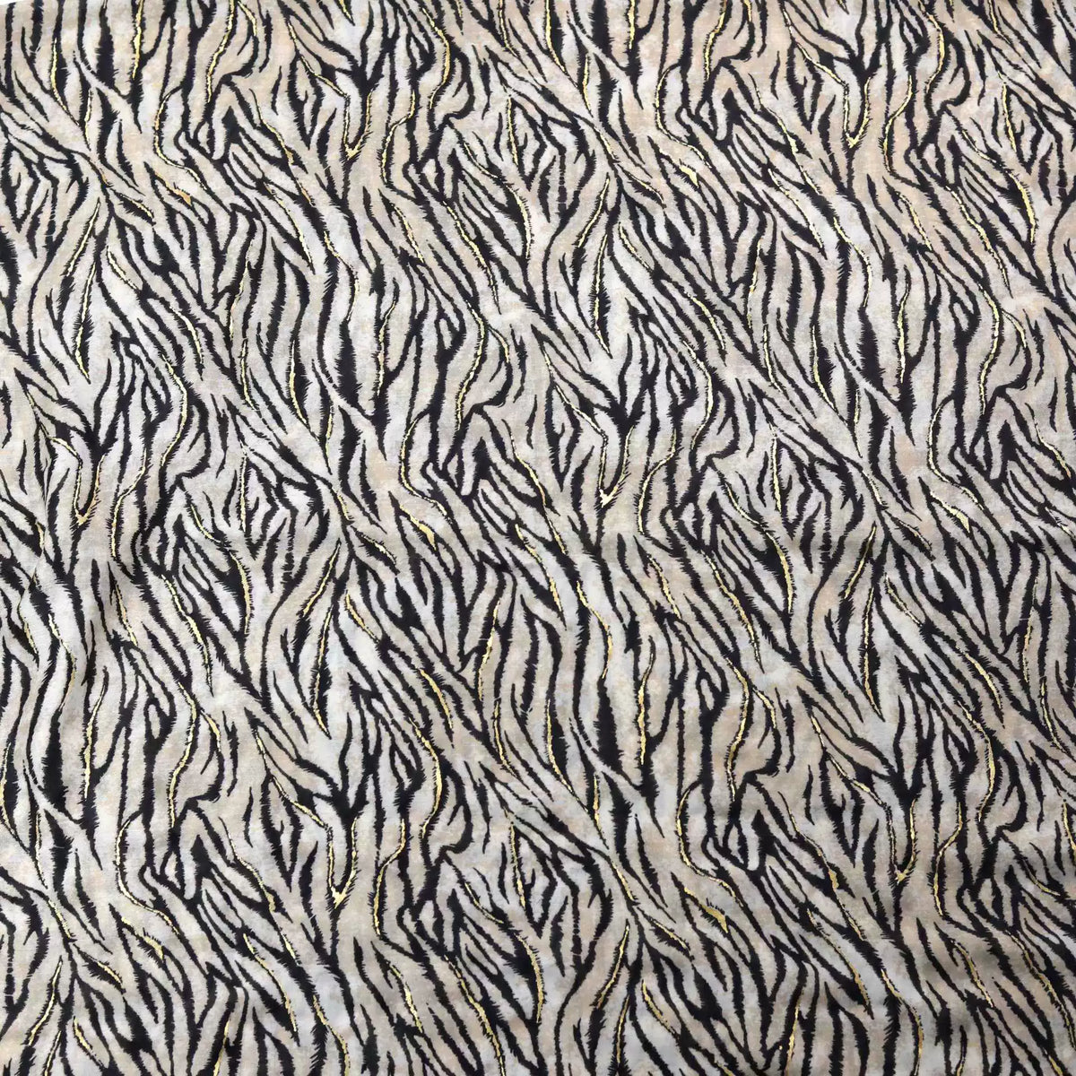 Stylish Khaki Color High Quality Imported Zebra Printed Long Party Hijab / Orna Adorned With Elegant Golden Detailing