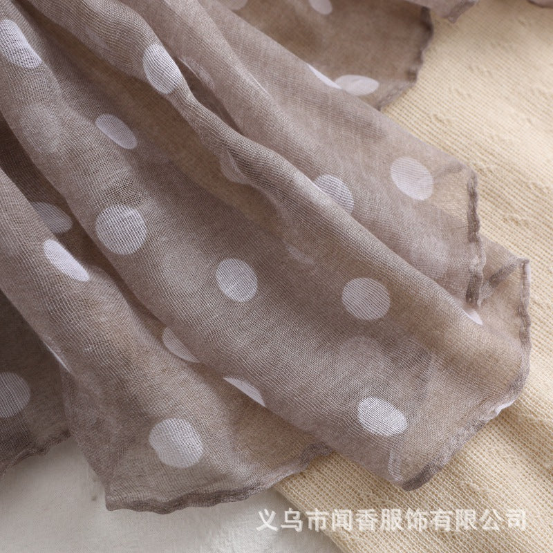 Stunning Light Gray Polka Dot Printed Soft Lightweight Long Hijab / Orna