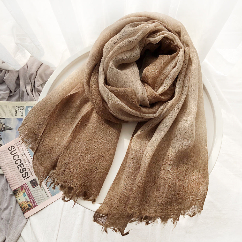 Gorgeous Khaki Lightweight Gradient Color Breathable Imported Tie-Dye Hijab / Orna