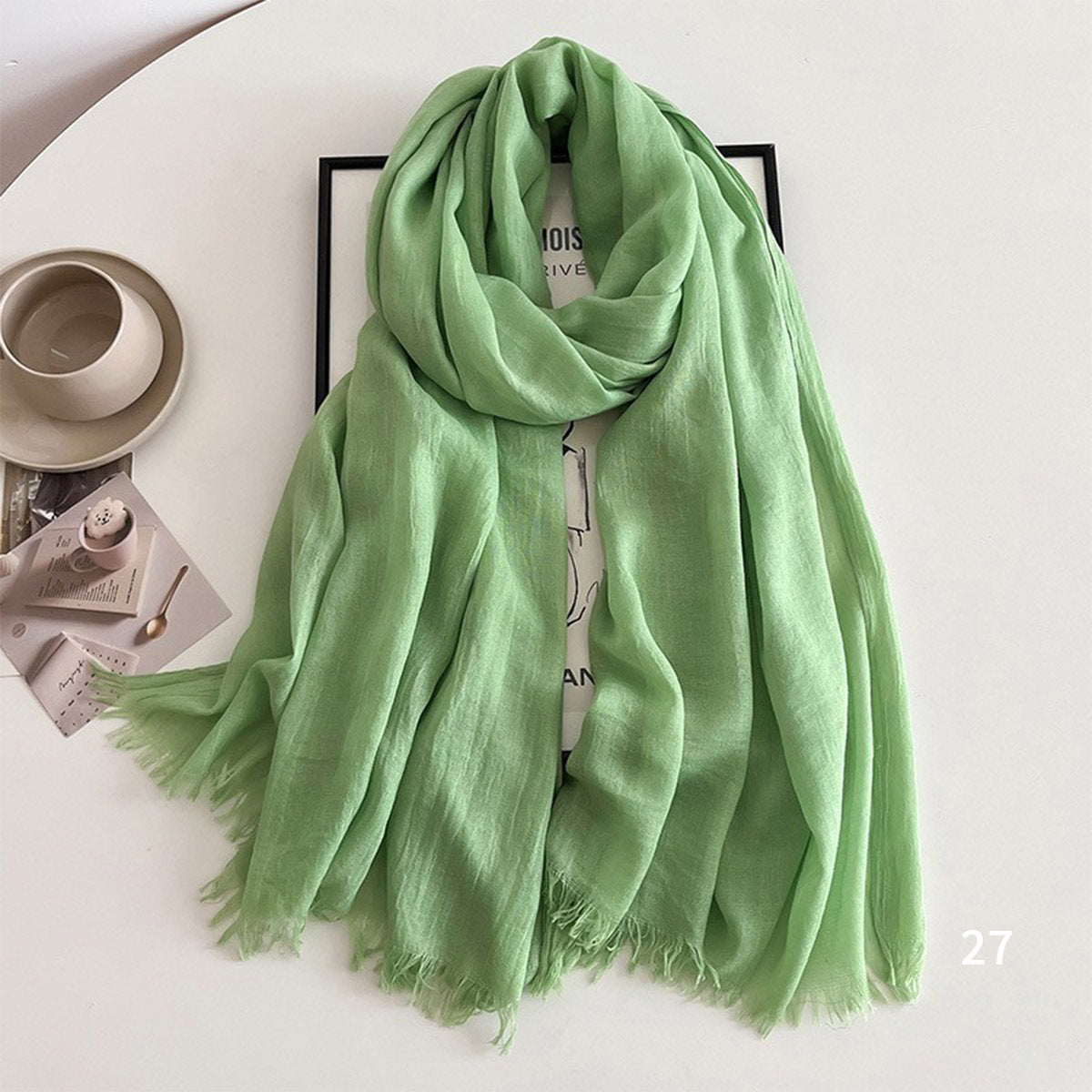 Classy Light Emerald Green Super Soft Big Size Summer Friendly Cotton Hijab / Orna