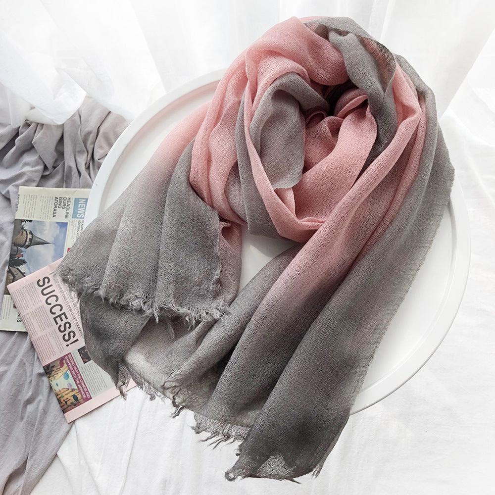 Gorgeous Gray Pink Lightweight Gradient Color Breathable Imported Tie-Dye Hijab / Orna