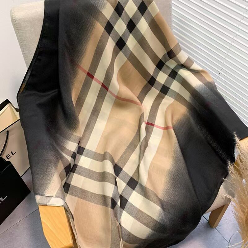 Camel and black soft long viscose hijab / orna