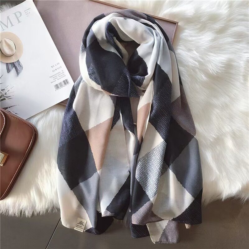 Stunning black white ash soft long viscose  hijab / orna