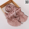 Imported Light Pink Color Super Soft Rayon Cotton Small Lace Hijab / Scarf