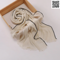 Imported Off White Color Super Soft Rayon Cotton Small Lace Hijab / Scarf