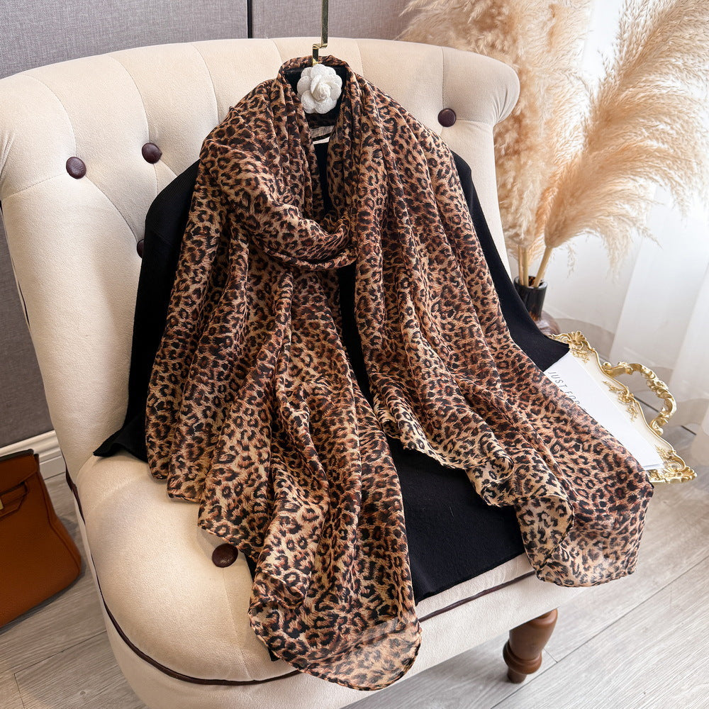 Stunning Coffee Color Leopard Printed Soft Imported Hijab/Scarf