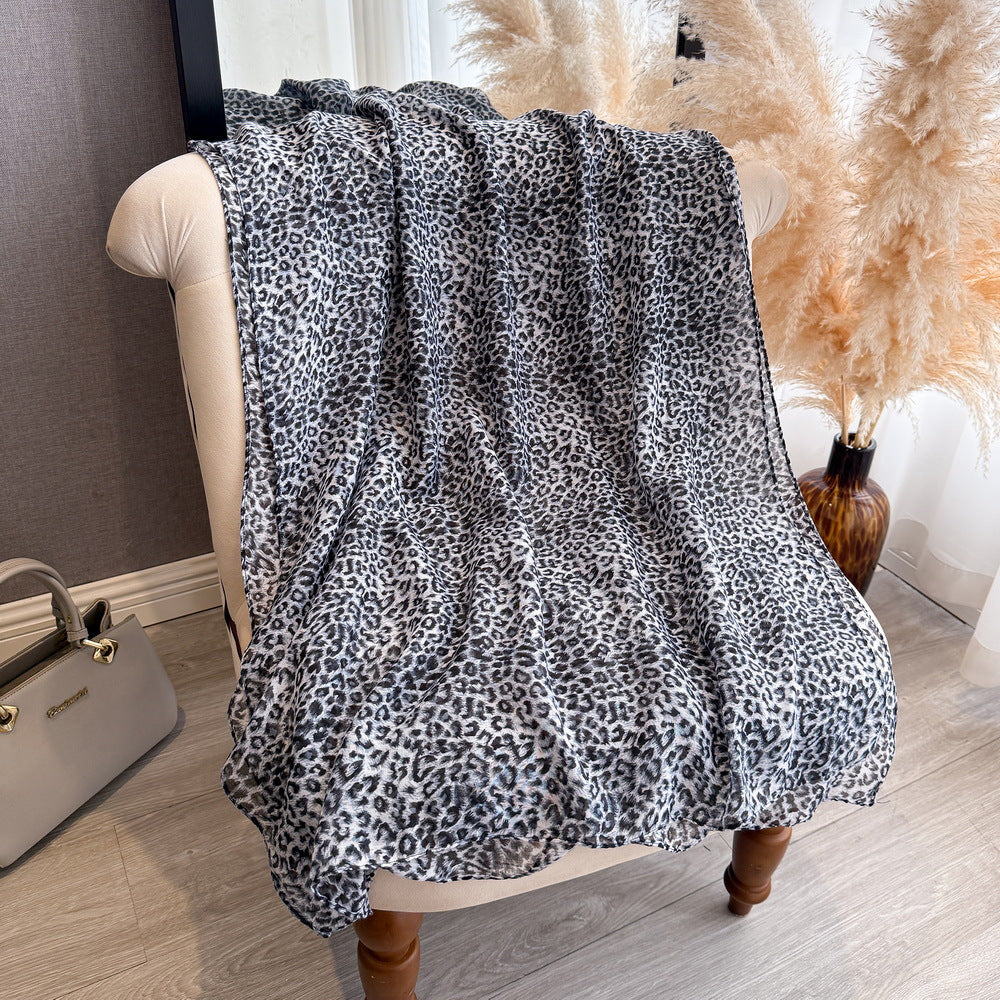Stunning Gray Color Leopard Printed Soft Imported Hijab/Scarf