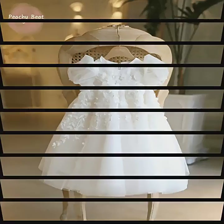 Imported Baby Girl's Pompous Dress White Lace Western Style Children's Birthday Banquet Princess Dress Wedding Flower Girl Dress