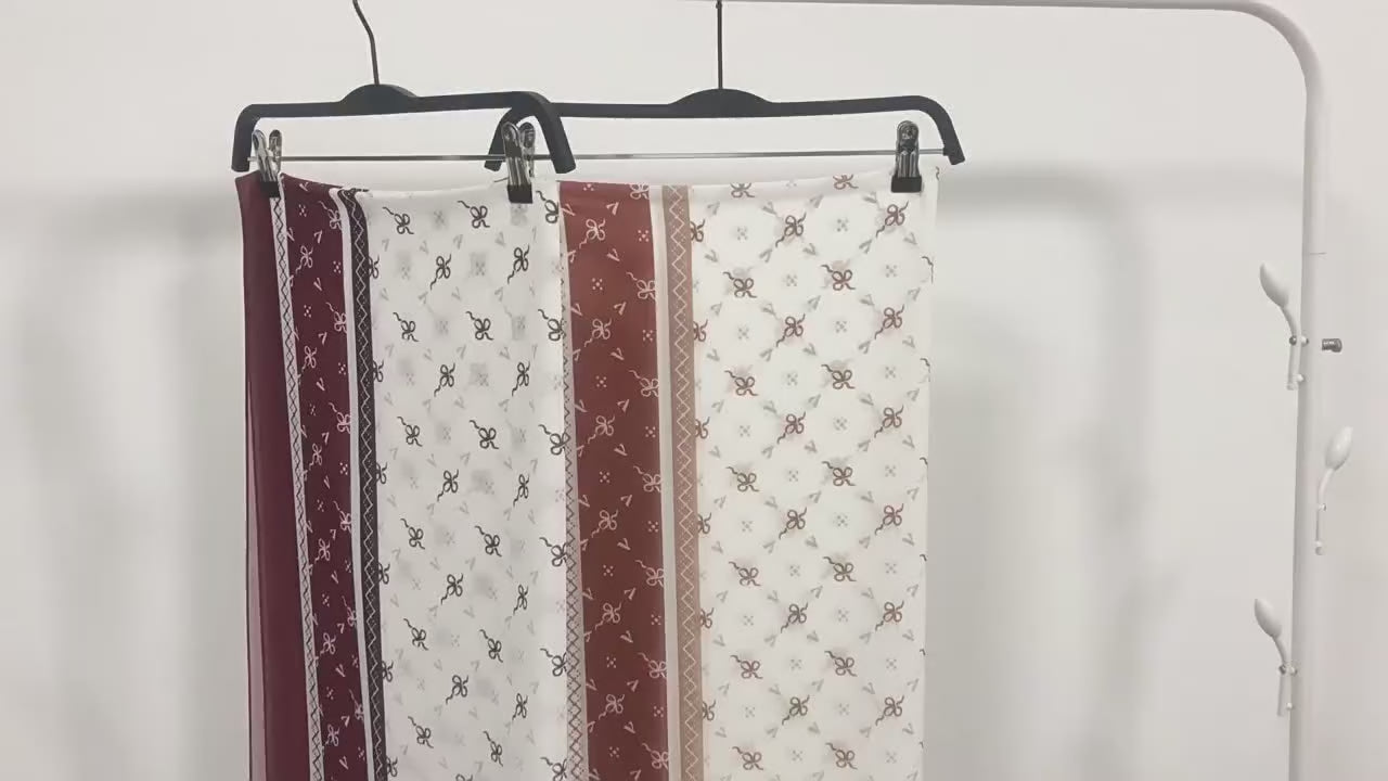 Gorgeous Maroon Color Imported High-grade Printed Chiffon Malaysia Long Hijab / Orna