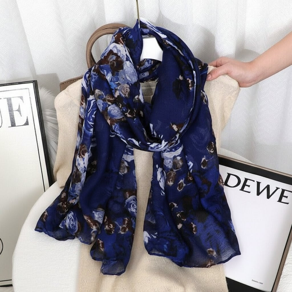 Fashionable Blue Color Imported Skin-friendly Long Hijab / Orna