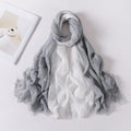 Classy Grey And White Soft Gradient Natural Muslim Women Comfortable Imported Crinkle Cotton Hijab / Orna