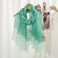 Classy Green Imported Floral Printed Soft Summer Friendly Long Hijab / Orna