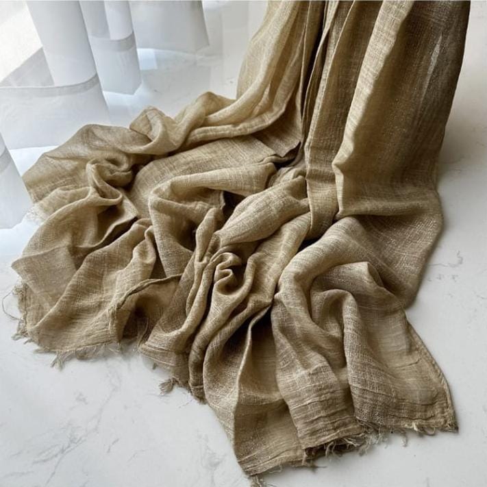 Stylish Khaki Color Summer Friendly Big Size Imported Cotton Hijab / Orna