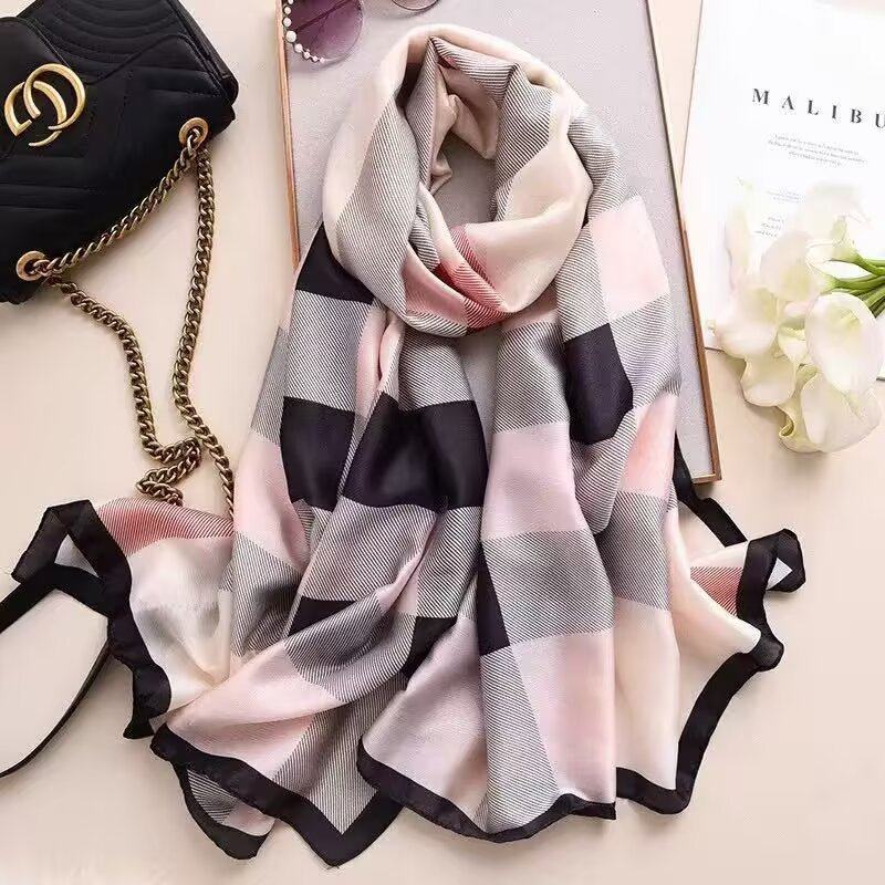 Classy checkered patterned soft silk hijab / orna