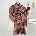 Elegant Coffee Color Color High Quality Tie-Dye Rayon Cotton Scarf Women Girl Ombre Striped Imported Long Crinkle Breathable Printed Hijab / Orna