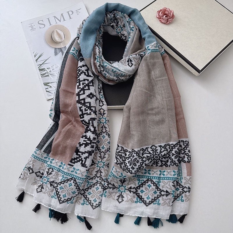 Stunning bohemian printed soft long  hijab