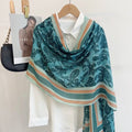 Stunning Teal Color Imported Summer Friendly Printed Long Hijab / Orna