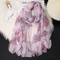 Classy purple color floral printed soft long cotton hijab / orna