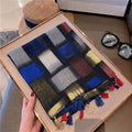Multicoloured block printed cotton scarf