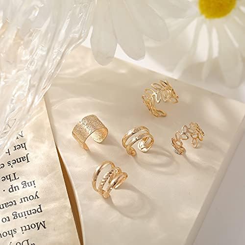 30 Pcs Set Vintage C Shaped Leaf Hollow Ear Cuff Helix Cartilage Ear Clip on Wrap Earrings Ear Cuffs for Women Men Non Piercing Ear Clip Fake Earrings Cartilage (Gold/Silver/Black)