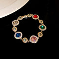 Stunning Dopamine Diamond-Encrusted Square Geometric Buckle Gold Imported Light Luxury and High-End Bracelet