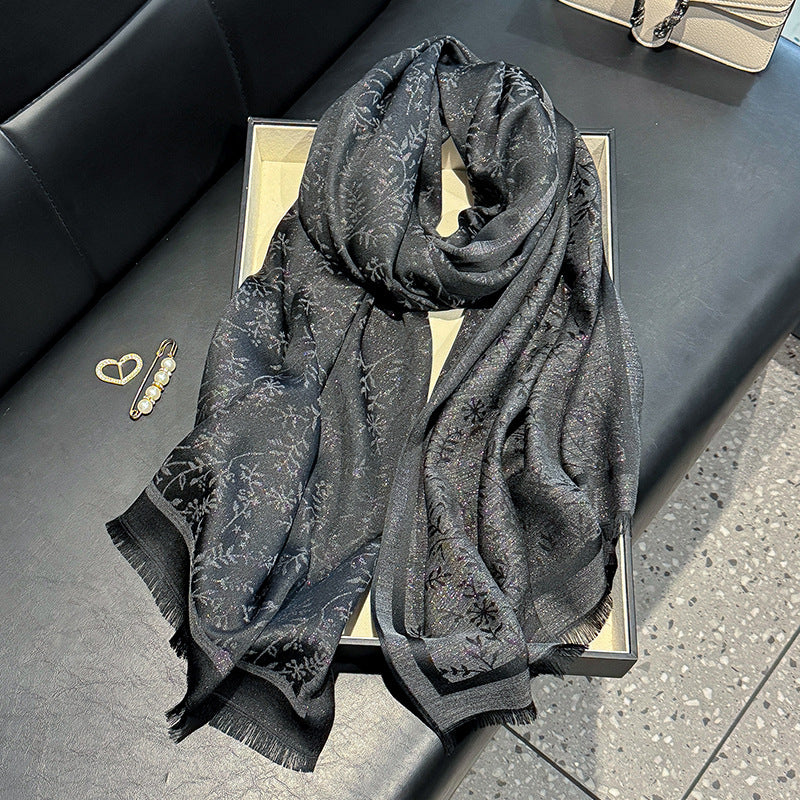 Gorgeous Black Color Shiny Party Hijab