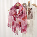 Pretty Pink Imported Gingko Leaf Printed Soft Summer Friendly Long Hijab / Orna