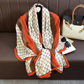 Classy cream & orange mixed patterned soft long viscose hijab / orna