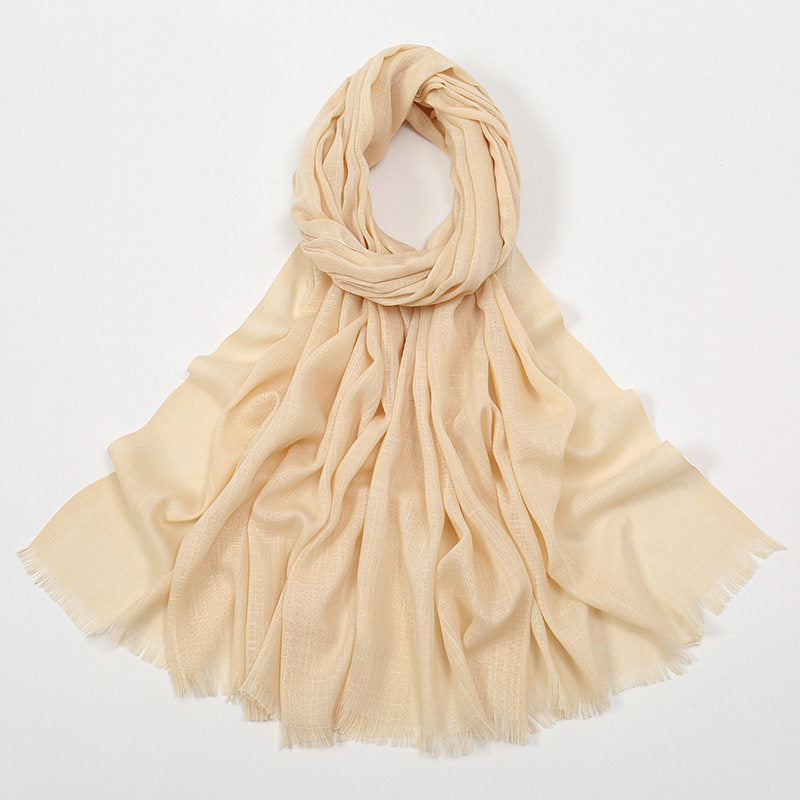 Stylish Beige Color Soft Long Imported Breathable Bamboo Cotton Hijab / Orna