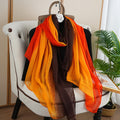 Lovely Orange & Brown Gradient Long Soft Imported Sun Protection Summer Friendly Hijab / Orna