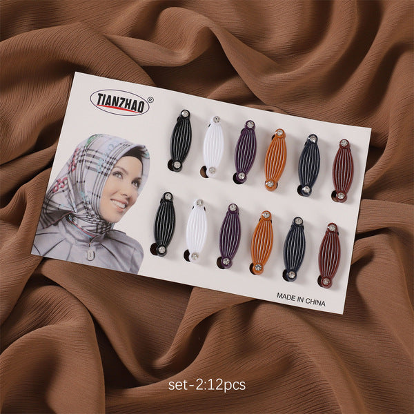 Foreign trade mixed color diamond flower heart wave hollow plastic imported safety pin cap needle scarf clip safety pin