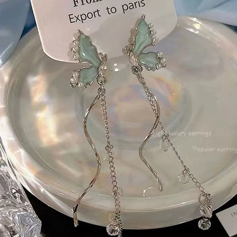 Pretty butterfly tassel earrings