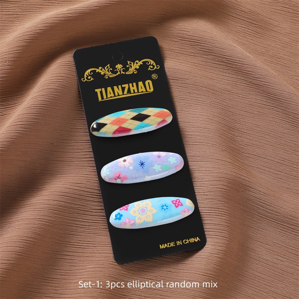 New Cover Needle Printing Oval Hollow Love Bow Imported Safety Pin Retail Fixed Scarf Needle Three Pack