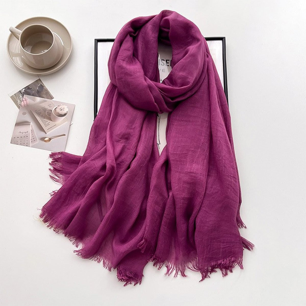 Gorgeous Deep Magenta Imported Super Soft Big Size Summer Friendly Cotton Hijab / Orna