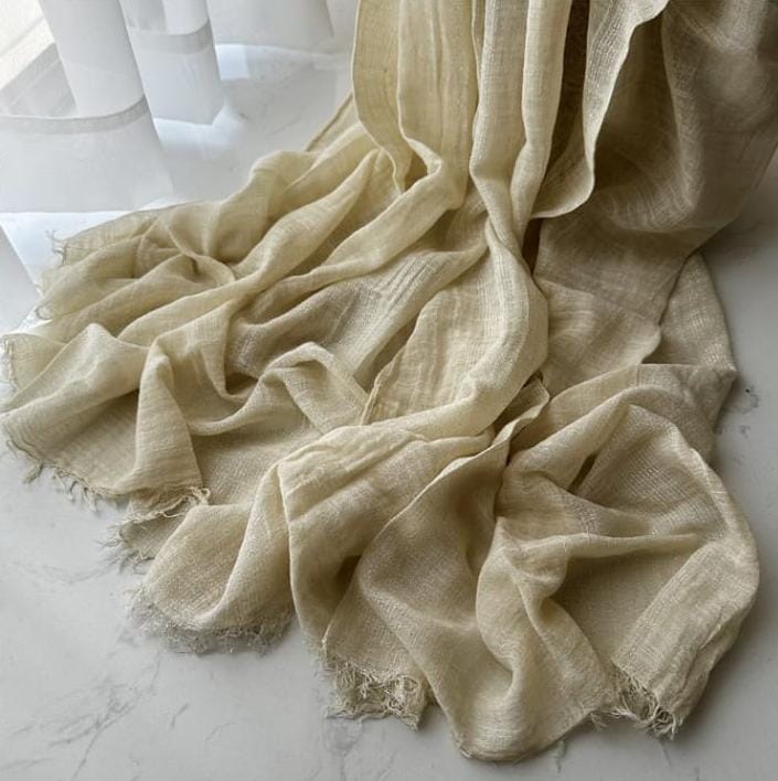 Fashionable Beige Color Summer Friendly Big Size Imported Cotton Hijab / Orna