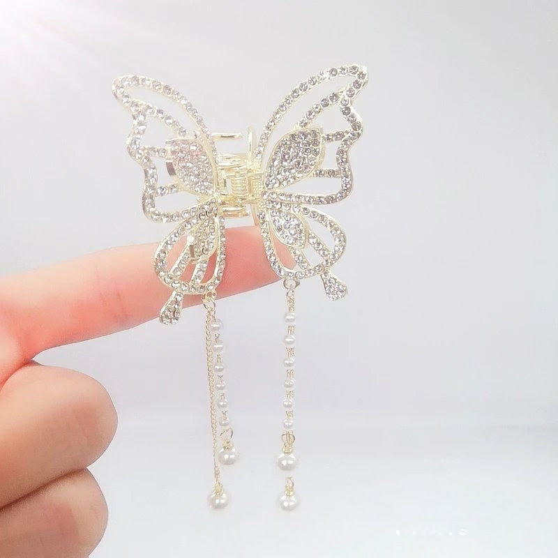 Beautiful white color butterfly claw clip