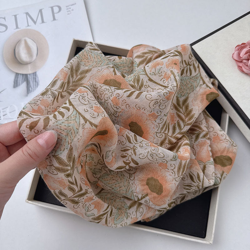 Stylish floral printed long soft tassel hijab