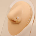 Classy Golden Color Flower U-shaped Non Piercing Copper Plated Imported Nose Ring / Nose Pin