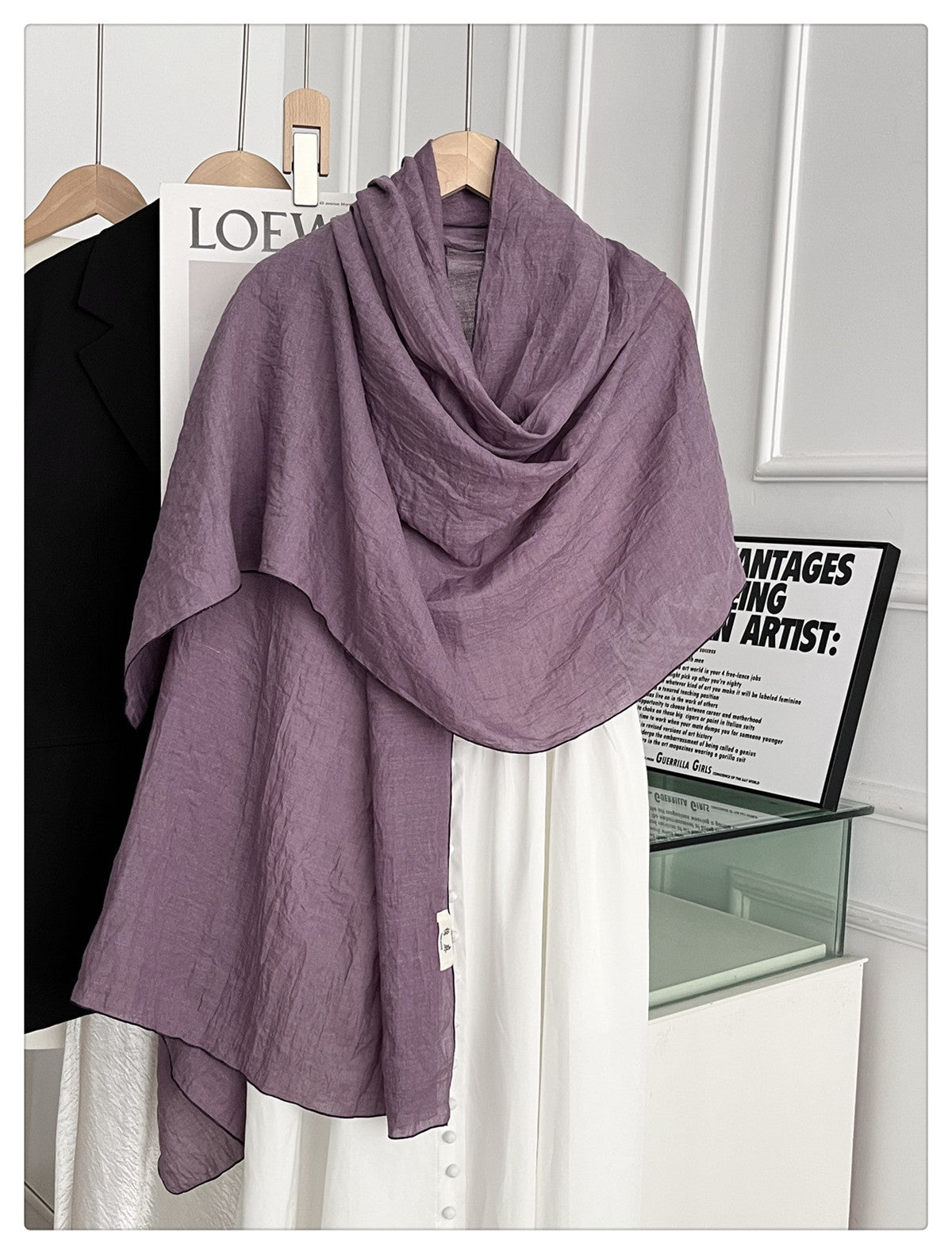 Stunning Purple Skin Japanese-Style Imported Summer Friendly Long Wrinkled Cotton Hijab / Orna
