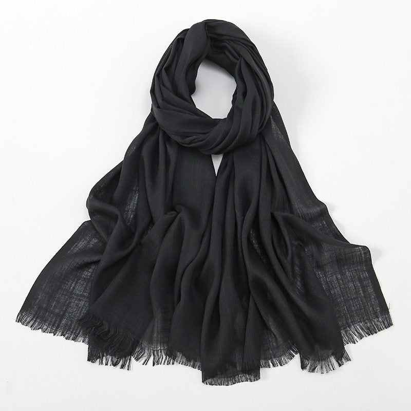 Elegant Black Soft Long Imported Breathable Bamboo Cotton Hijab / Orna