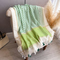 Exotic Green Printed Long Soft Imported Summer Friendly Tassel Hijab / Orna