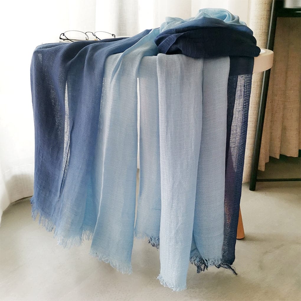 Stylish Blue Cotton Long Hijab / Orna